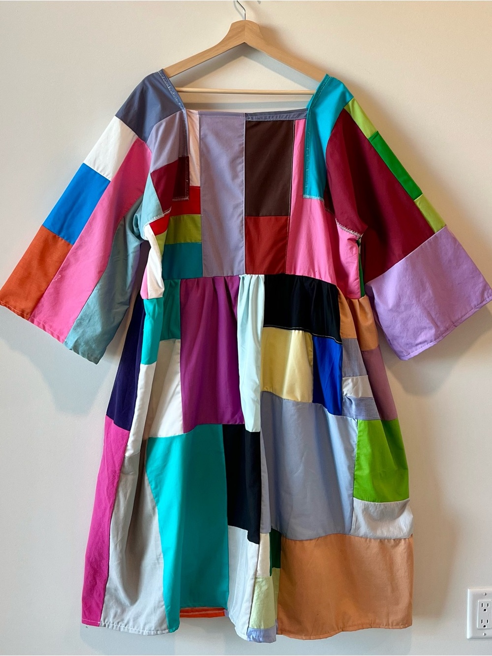 Handmade Quilted Patchwork Colorblock Dress SKU 06151 - Picture 4 of 15